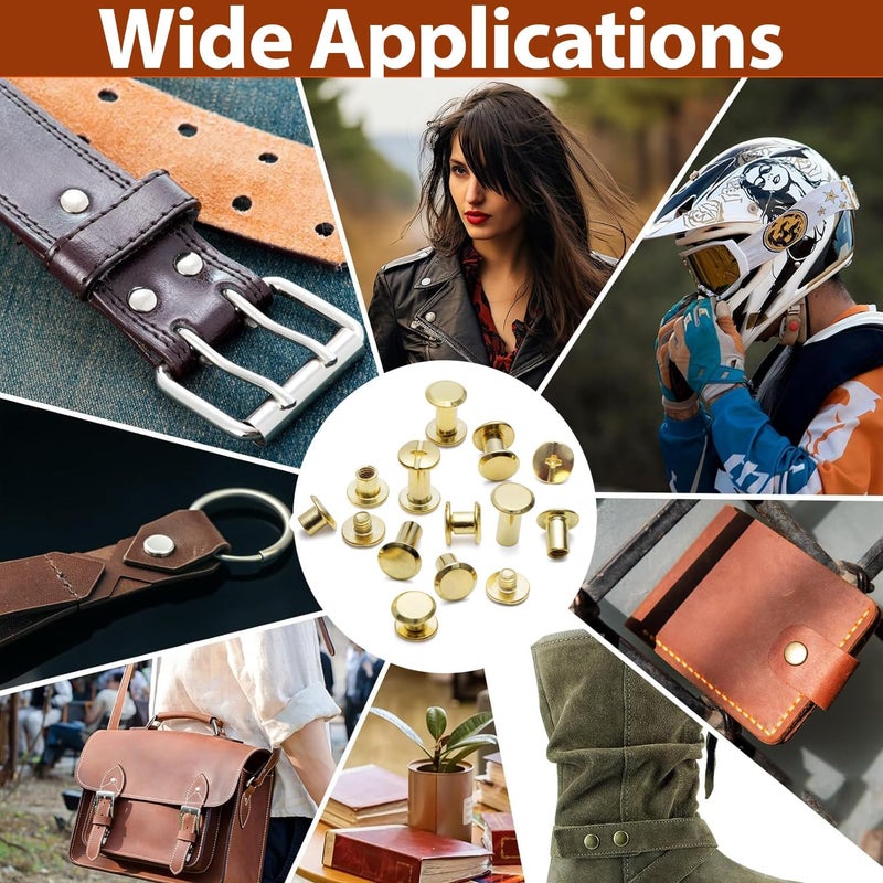 Socell 120Sets Chicago Screws Kit, 6 Sizes Chicago Screws for Leather,Binding Screws Leather Rivet kit for Crafts, Clothing, Shoes, Belts, Bags, and Custom-Made Items(Gold, M5*4,5,6,8,10,12) - Image 5